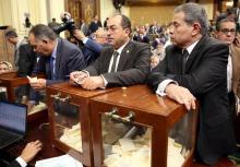 Tawfik Okasha (R), looks on vote to choose the head of the Egypt's Parliament late in Sunday's procedural and opening session at the main headquarters of Parliament in Cairo, Egypt, January 10, 2016. PHOTO BY REUTERS/Stringer