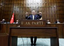 Turkey's Prime Minister Recep Tayyip Erdogan addresses members of parliament from his ruling AK Party, during a meeting at the Turkish parliament in Ankara in this October 5, 2010 file photo. PHOTO BY REUTERS/Umit Bektas