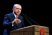 Turkish President Tayyip Erdogan makes a speech during a meeting at the Presidential Palace in Ankara, Turkey, August 24, 2016. PHOTO BY REUTERS/Kayhan Ozer