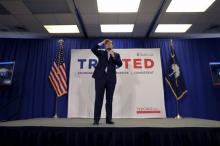 U.S. Republican presidential candidate Ted Cruz, speaks at a rally while campaigning with celebrity Phil Robertson at Springmaid Resort in Myrtle Beach, South Carolina, February 19, 2016. PHOTO BY REUTERS/Randall Hill