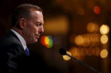 Australia's Prime Minister Tony Abbott delivers a lecture on "Our Common Challenges: Strengthening Security in the Region" in Singapore, June 29, 2015. PHOTO BY REUTERS/Edgar Su