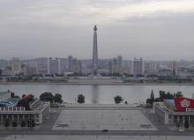 The Juche tower (C) is seen in central Pyongyang September 23, 2008 file photo