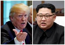 A combination photo shows U.S. President Donald Trump and North Korean leader Kim Jong Un (R) in Washignton, DC, U.S. May 17, 2018 and in Panmunjom, South Korea, April 27, 2018 respectively. PHOTO BY REUTERS/Kevin Lamarque and Korea Summit Press Pool