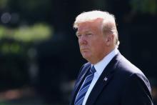 U.S. President Donald Trump walks to Marine One while departing the White House in Washington, U.S., September 6, 2018. PHOTO BY REUTERS/Chris Wattie
