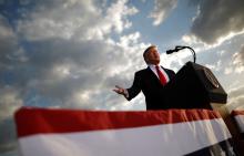 U.S. President Donald Trump addresses a Trump 2020 re-election campaign rally in Montoursville, Pennsylvania, U.S., May 20, 2019. PHOTO BY REUTERS/Carlos Barria