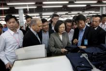 Taiwan's President Tsai Ing-wen visits textile industrial park in Managua, Nicaragua January 10, 2017. PHOTO BY REUTERS/Oswaldo Rivas