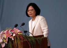 Taiwan’s President Tsai Ing-wen addresses during an inauguration ceremony in Taipei, Taiwan, May 20, 2016. PHOTO BY REUTERS/Tyrone Siu