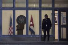 A man leaves the U.S. Embassy in Havana, Cuba August 13, 2015. U.S. Secretary of State John Kerry will arrive on Friday to formally re-designate the U.S. Interests Section as the U.S. Embassy in Havana. PHOTO BY REUTERS/Alexandre Meneghini