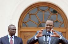 Kenya's President Uhuru Kenyatta (R) addresses a news conference next to his deputy William Ruto at State House in Nairobi July 21, 2015 to provide an update on U.S. President Barack Obama's scheduled visit later. PHOTO BY REUTERS/Noor Khamis