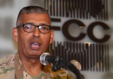 Commander of the United Nations Command, Combined Forces Command, and United States Forces Korea, General Vincent K. Brooks speaks during a news conference in Seoul, South Korea, August 22, 2018. PHOTO BY REUTERS/Yonhap