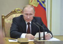 Russian President Vladimir Putin chairs a meeting of the Security Council at the Kremlin in Moscow, November 20, 2014. PHOTO BY REUTERS/Alexei Druzhinin