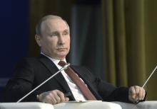 Russian President Vladimir Putin attends a forum dedicated to the civil society in Moscow, January 15, 2015. PHOTO BY REUTERS/Alexei Nikolsky