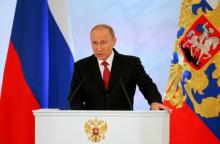 Russian President Vladimir Putin delivers a speech during his annual state of the nation address at the Kremlin in Moscow, Russia, December 1, 2016. PHOTO BY REUTERS/Maxim Shemetov