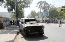The wreckage of a car destroyed in a blast is seen near the Central Hotel after a suicide attack in Somalia's capital Mogadishu, February 20, 2015. PHOTO BY REUTERS/Feisal Omar
