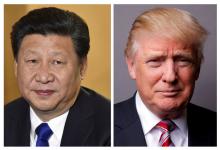 A combination of file photos showing Chinese President Xi Jinping (L) at London's Heathrow Airport, October 19, 2015 and U.S. President Donald Trump posing for a photo in New York City, U.S., May 17, 2016. PHOTO BY REUTERS/Toby Melville/Lucas Jackson