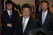 Chinese President Xi Jinping leaves following a meeting with Japanese Prime Minister Shinzo Abe on the sidelines of the Asian-African Conference in Jakarta, April 22, 2015. PHOTO BY REUTERS/Darren Whiteside