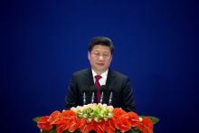 Chinese President Xi Jinping speaks during the opening ceremony of the Asian Infrastructure Investment Bank (AIIB) in Beijing, China, January 16, 2016. PHOTO BY REUTERS/Mark Schiefelbein