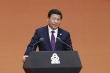 Chinese President Xi Jinping gives a speech during a gala dinner ahead of the fourth Conference on Interaction and Confidence Building Measures in Asia (CICA) summit, in Shanghai