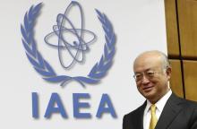 International Atomic Energy Agency (IAEA) director general Yukiya Amano arrives for a board of governors meeting at the IAEA headquarters in Vienna, December 11, 2014. PHOTO BY REUTERS/Heinz-Peter Bader