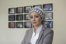 Syrian journalist Zaina Erhaim poses for a portrait at the office of Index on Censorship, an NGO that promotes and defends the right to freedom of expression, in London, Britain, April 13, 2016. PHOTO BY REUTERS/Tristan Martin