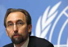 Jordan's Prince Zeid Ra'ad Zeid al-Hussein, U.N. High Commissioner for Human Rights pauses during a news conference at the United Nations European headquarters in Geneva, October 16, 2014. PHOTO BY REUTERS/Denis Balibouse